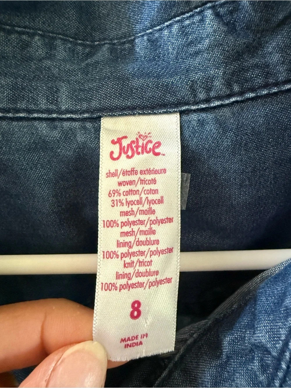 Justice Denim Shirt Dress with Black & Pink Floral Tulle Skirt size 8